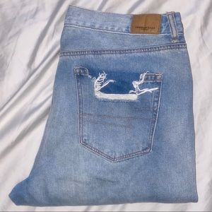 AE Distressed Blue Mom Jean